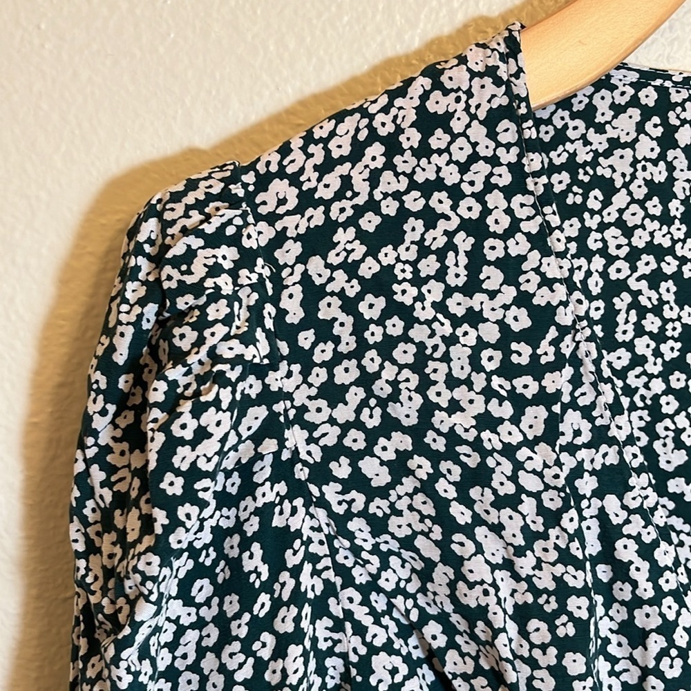 Free People Green White Floral Wrap Style Dress - Picture 3 of 13